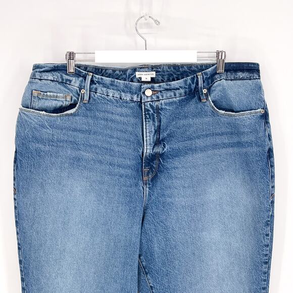 GOOD AMERICAN Good Boy Twisted Slit Jeans Women’s Size 18 Blue875 - Picture 3 of 7